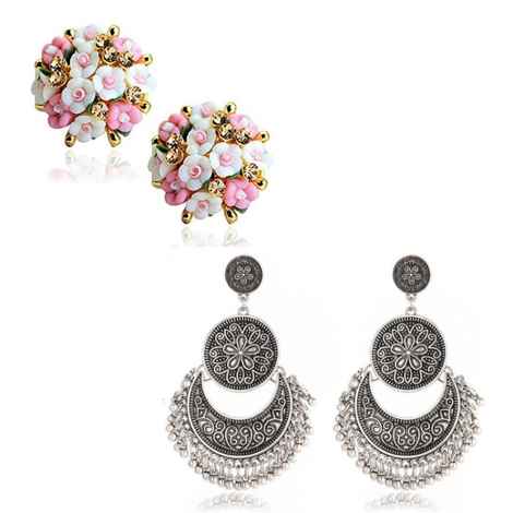 Buy Crunchy Fashion Drop & Dangle Oxidized and Multi colour Earring - Purplle