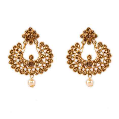 Buy Royal Bling Gold Plated Traditional Gold Plated AD Earrings Tika Set - Purplle