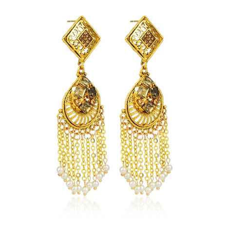 Buy Royal Bling Golden Plated Traditional Meenakari Earrings - Purplle