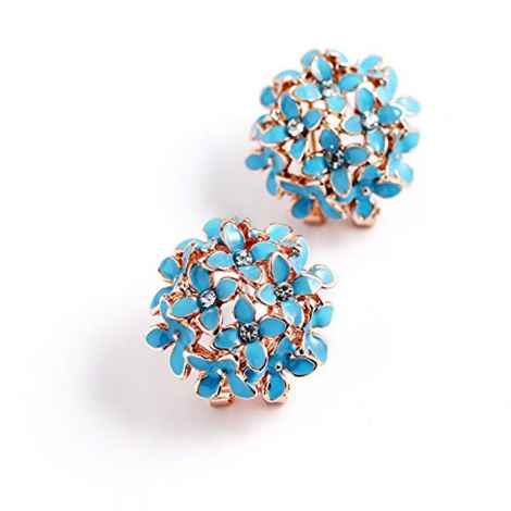 Buy Crunchy Fashion Gold Plated Blue Floral Stud Earrings - Purplle