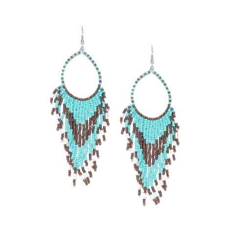 Buy Crunchy Fashion Sea Green & Bronze-Toned Beaded Tasselled Drop Earrings - Purplle