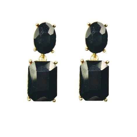 Buy Crunchy Fashion Black-Coloured & Gold-Toned Stone-Studded Contemporary Drop Earrings - Purplle