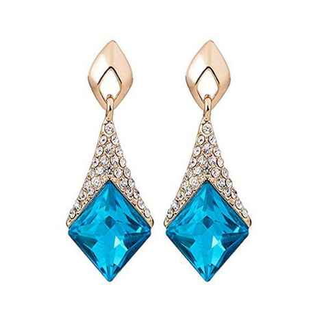 Buy Crunchy Fashion Gold Plated Blue Crystal Earrings - Purplle