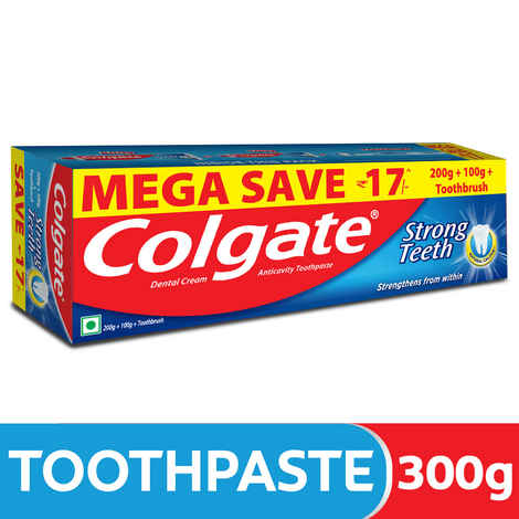 Buy Colgate Strong Teeth - 200 + 100 g + Toothbrush (Saver Pack) - Purplle