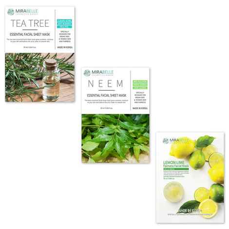 Buy Mirabelle Korea Oily Skin Face Sheet Mask Combo Pack Of 3 (25 ml) - Purplle