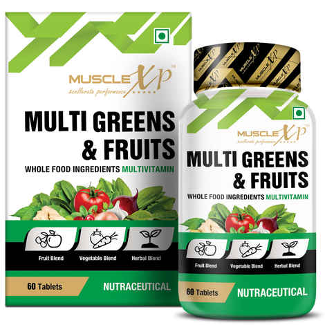 MuscleXP Multi Greens & Fruits Multivitamin with Fruit, Vegetable & Herbal Blend - 60 Tablets