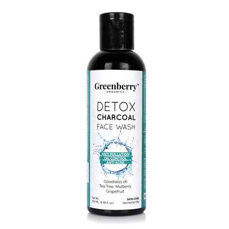 Greenberry Organics Detox Charcoal Face Wash With Tea Tree, Grape Fruit & Mulberry Extracts (100 ml)