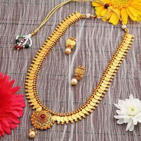 Buy Sukkhi Dazzling Gold Plated Temple Coin Necklace Set for Women - Purplle