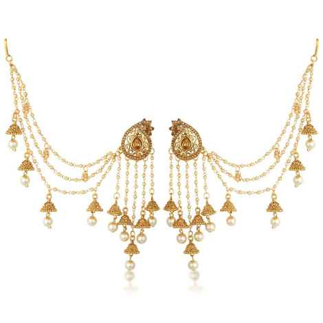 Buy Sukkhi Elegant Gold Plated Wedding Jewellery Bahubali Inspired Long Chain Jhumki Earrings For Women - Purplle
