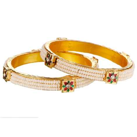 Buy Kord Store Fashion Jewellery Traditional Gold Plated Bangles Set For Girls And Women (Size - 26) KSBAN50032 - Purplle