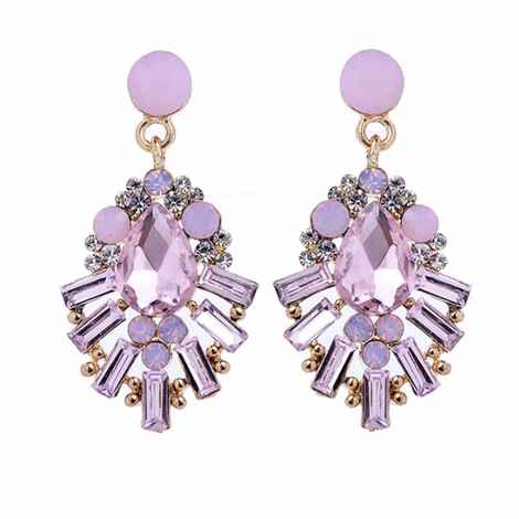 Buy Ferosh Crisiant Pink Rhinestone Earrings - Purplle