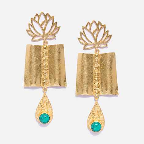 Buy Ferosh Olivine Golden Drop Earrings - Purplle