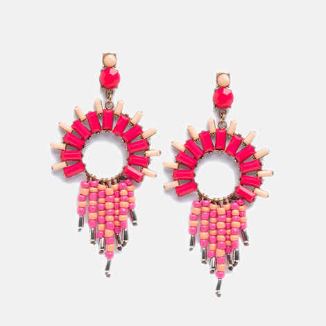 Buy Ferosh Crina Pink Beaded Earrings - Purplle