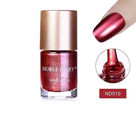 NICOLE DIARY Nail Polish Metallic Mirror Effect Nail Art Lacquer Varnish Polish (ND510) (9 ml)