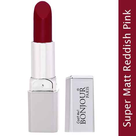 Buy Bonjour Paris Premium Super-Matt Lipstick (Matt Reddish Pink) (4.2 g) - Purplle