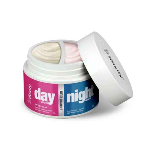 MIXIFY UNLOC POWER DUO Day & Night Cream. DAY CREAM (45g) with SPF 50, PA+++ & Vitamin B3; NIGHT CREAM (45g) with Hyaluronic Acid & Vitamin E. Light Weight & Non Sticky - Non Greasy Formula | Paraben Free | Sulphate Free | No Mineral Oil