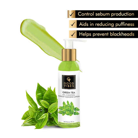 Buy Good Vibes Oil Control Makeup Cleansing Lotion - Green Tea (120 ml) - Purplle