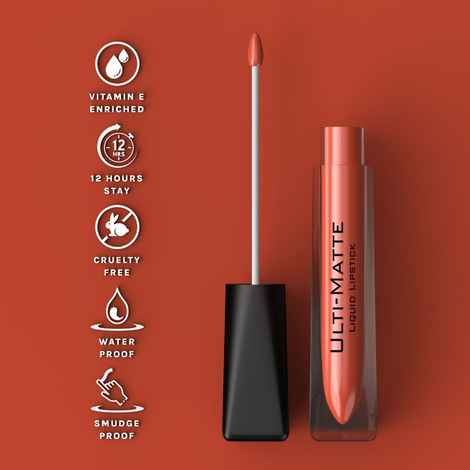 Bella Voste I ULTI-MATTE LIQUID LIPSTICK I Cruelty Free I No Bleeding or Feathering I Water Proof & Smudge Proof I Enriched with Vitamin E I Lasts Up to 12 hours I Moisturising with Velvet Matt Finish I FUNKY FIRE (09) - 3.7 ml
