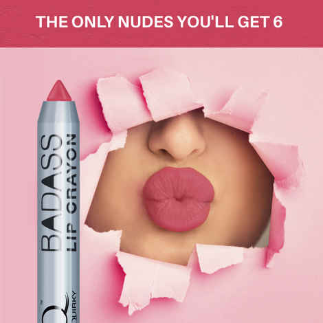 Stay Quirky BadAss Lip Crayon|Transfer-Proof| Smudge-Proof| Intense Pigmentation| Lipstick|Vegan| Pink - The Only Nudes You'll Get 6 (2.8 g)