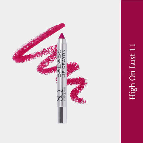 Stay Quirky BadAss Lip Crayon|Transfer-Proof| Smudge-Proof| Intense Pigmentation| Lipstick|Vegan| Purple - High on Lust 11 (2.8 g)