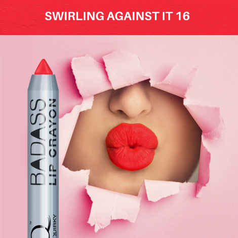 Stay Quirky BadAss Lip Crayon|Transfer-Proof| Smudge-Proof| Intense Pigmentation| Lipstick|Vegan| Red - Swirling Against It 16 (2.8 g)