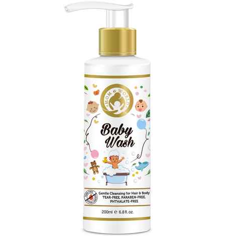 Mom & World Baby Wash - Tear Free Gentle Cleansing For Hair & Body (200 ml) (No SLS, Paraben)