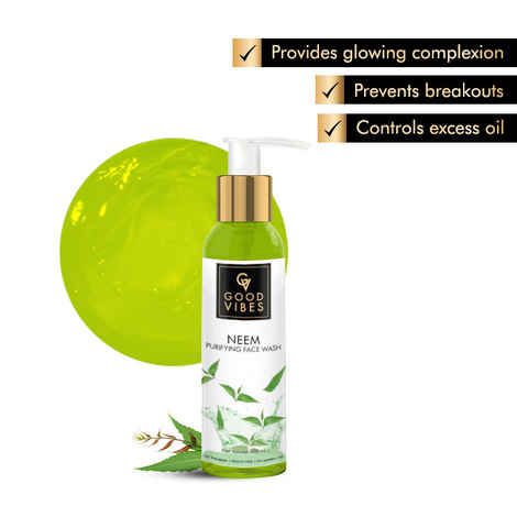 Good Vibes Neem Purifying Face Wash | Anti-Acne, Moisturizing, Brightening | No Parabens, No Mineral Oil, No Animal Testing (200 ml)