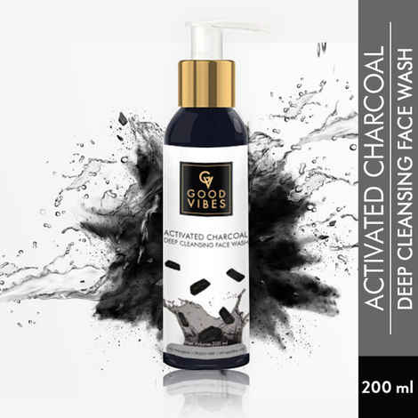 Buy Good Vibes Activated Charcoal Deep Cleansing Face Wash | Deep Pore Cleansing, Purifying | No Parabens, No Mineral Oil, No Animal Testing (200 ml) - Purplle