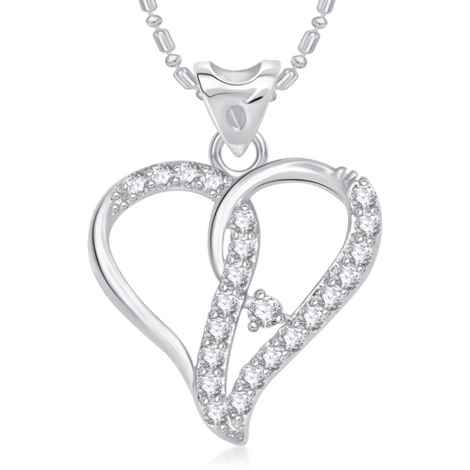 Buy Srikara Alloy Rhodium Plated CZ Decent Heart Valentine Fashion Jewellery Pendant - SKP1734R - Purplle
