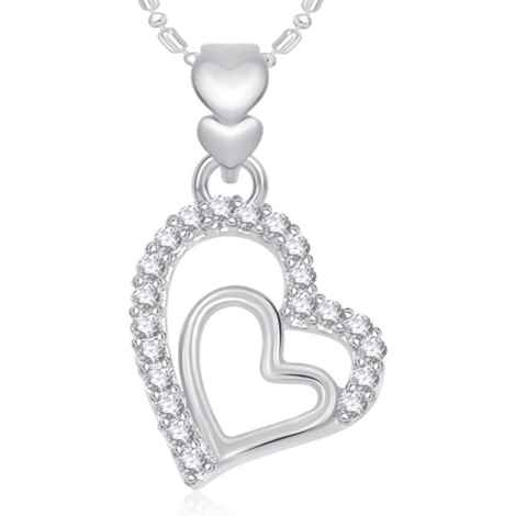Buy Srikara Alloy Rhodium Plated CZ Couple Heart Valentine Fashion Jewellery Pendant - SKP1865R - Purplle