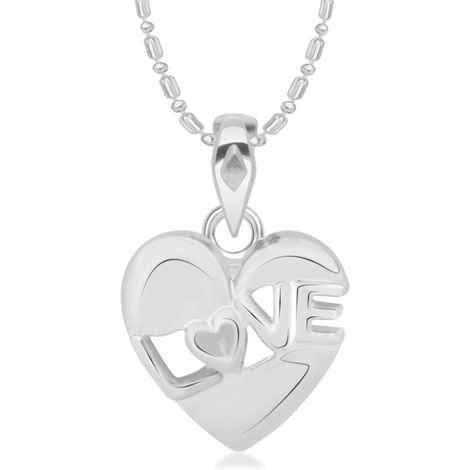 Buy Srikara Alloy Rhodium Plated CZ/AD Love Heart Fashion Jewelry Pendant with Chain - SKP2144R - Purplle