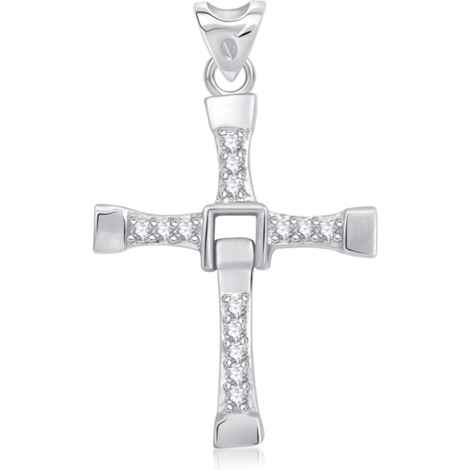 Buy Srikara Alloy Rhodium Plated Inspired Cross Fashion Jewellery Pendant with Chain - SKP1670R - Purplle