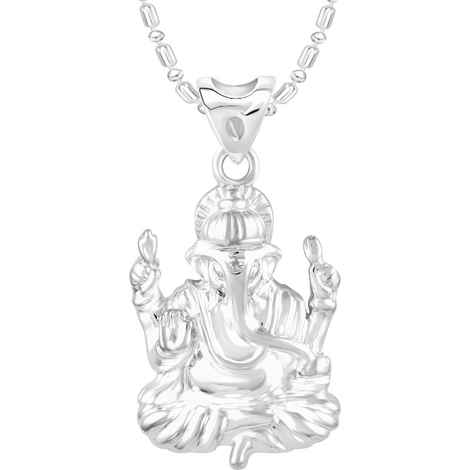 Buy Srikara Alloy Rhodium Plated CZ / AD Ganpati Fashion Jewelry Pendant with Chain - SKP2512R - Purplle