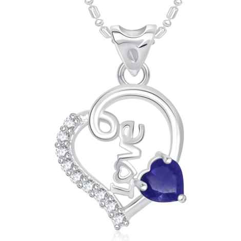 Buy Srikara Alloy Rhodium Plated CZ/AD Love Heart Valentine Fashion Jewelry Pendant - SKP1711R - Purplle