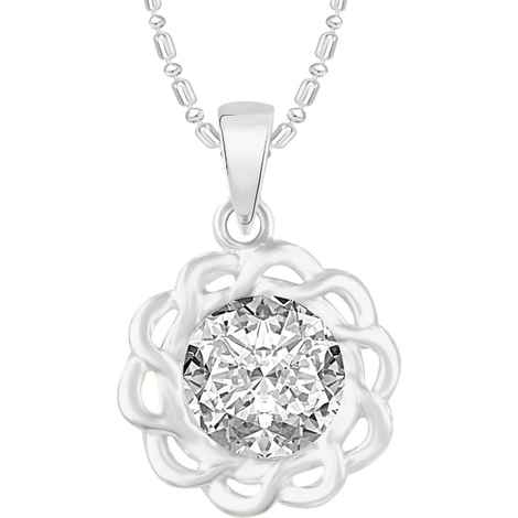 Buy Srikara Alloy Silver Plated CZ/AD Single Stone Solitaire Fashion Jewelry Pendant - SKP2493R - Purplle