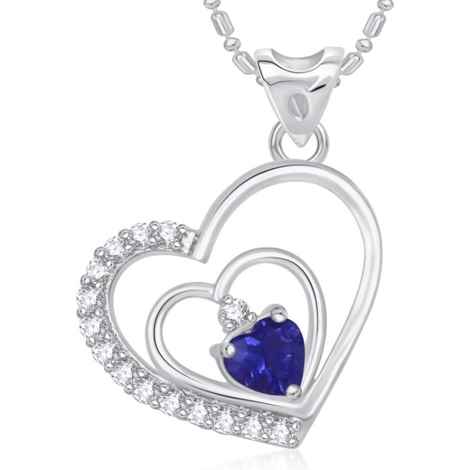 Buy Srikara Alloy Rhodium Plated CZ/AD Interlocked Heart Valentine Fashion Jewelry Pendant - SKP1721R - Purplle