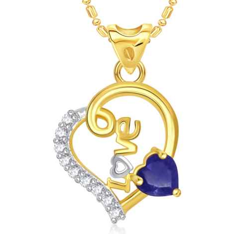 Buy Srikara Alloy Plated CZ/AD Love Heart Valentine Fashion Jewellery Pendant Chain - SKP1680G - Purplle