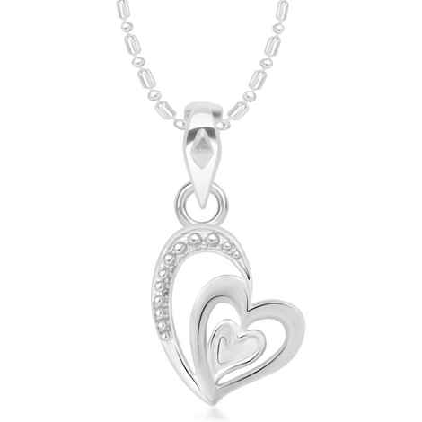 Buy Srikara Alloy Rhodium Plated CZ / AD Three Heart Fashion Jewellery Pendant Chain - SKP2145R - Purplle