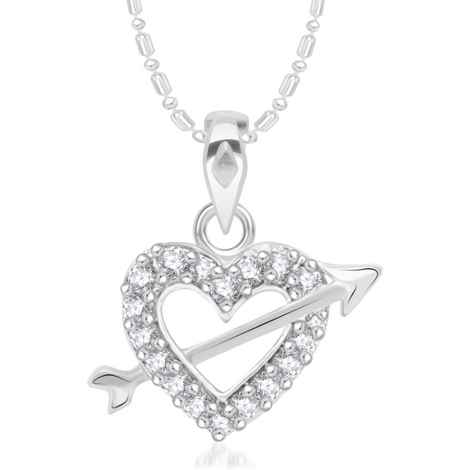 Buy Srikara Alloy Rhodium Plated CZ Arrow Love Heart Fashion Jewelry Pendant Chain - SKP2139R - Purplle