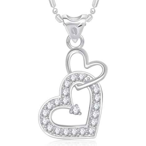 Buy Srikara Alloy Rhodium Plated CZ Attach Heart Valentine Fashion Jewellery Pendant - SKP1702R - Purplle