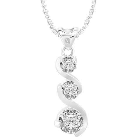 Buy Srikara Alloy Silver Plated CZ/AD Three Stones Solitaire Fashion Jewelry Pendant - SKP2507R - Purplle
