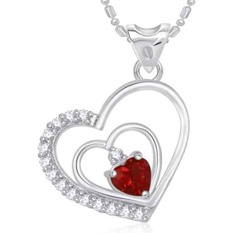 Buy Srikara Alloy Rhodium Plated CZ/AD Interlocked Heart Valentine Fashion Jewelry Pendant - SKP1722R - Purplle