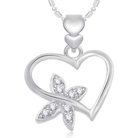 Buy Srikara Alloy Rhodium Plated CZ/AD Butterfly Heart Valentine Fashion Jewelry Pendant - SKP1866R - Purplle