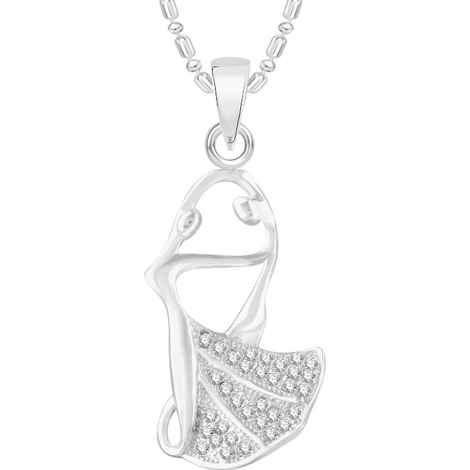 Buy Srikara Alloy Rhodium Plated CZ / AD Fashion Jewellery Pendant with Chain - SKP2547R - Purplle