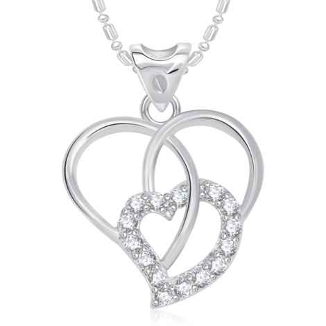 Buy Srikara Alloy Rhodium Plated AD Filigree Heart Valentine Fashion Jewelry Pendant - SKP1704R - Purplle