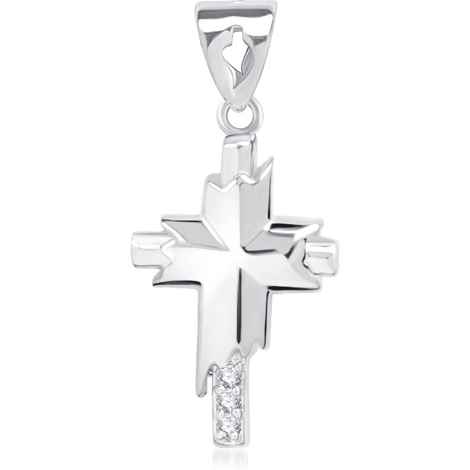 Buy Srikara Alloy Rhodium Plated CZ/AD Two Tone Cross Fashion Jewelry Pendant Chain - SKP1667R - Purplle