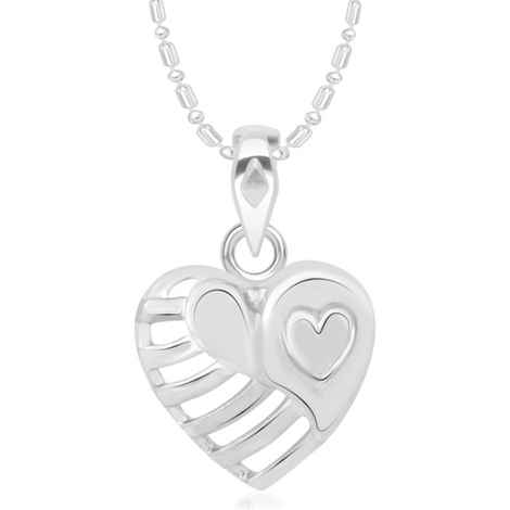 Buy Srikara Alloy Rhodium Plated CZ/AD Line Heart Fashion Jewelry Pendant with Chain - SKP2143R - Purplle