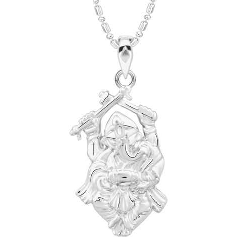 Buy Srikara Alloy Rhodium Plated CZ / AD Ganesh Fashion Jewellery Pendant with Chain - SKP2688R - Purplle