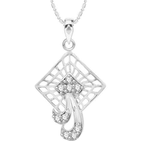 Buy Srikara Alloy Rhodium Plated CZ / AD Square Fashion Jewellery Pendant with Chain - SKP2639R - Purplle