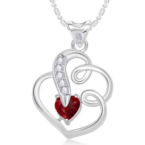 Buy Srikara Alloy Rhodium Plated AD Splendid Heart Valentine Fashion Jewelry Pendant - SKP1730R - Purplle